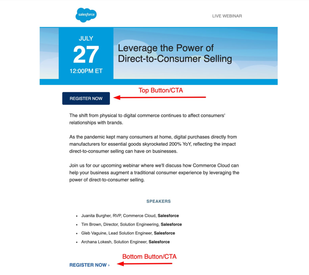 Salesforce Webinar Email - How Can UTM be used in Email CTAs